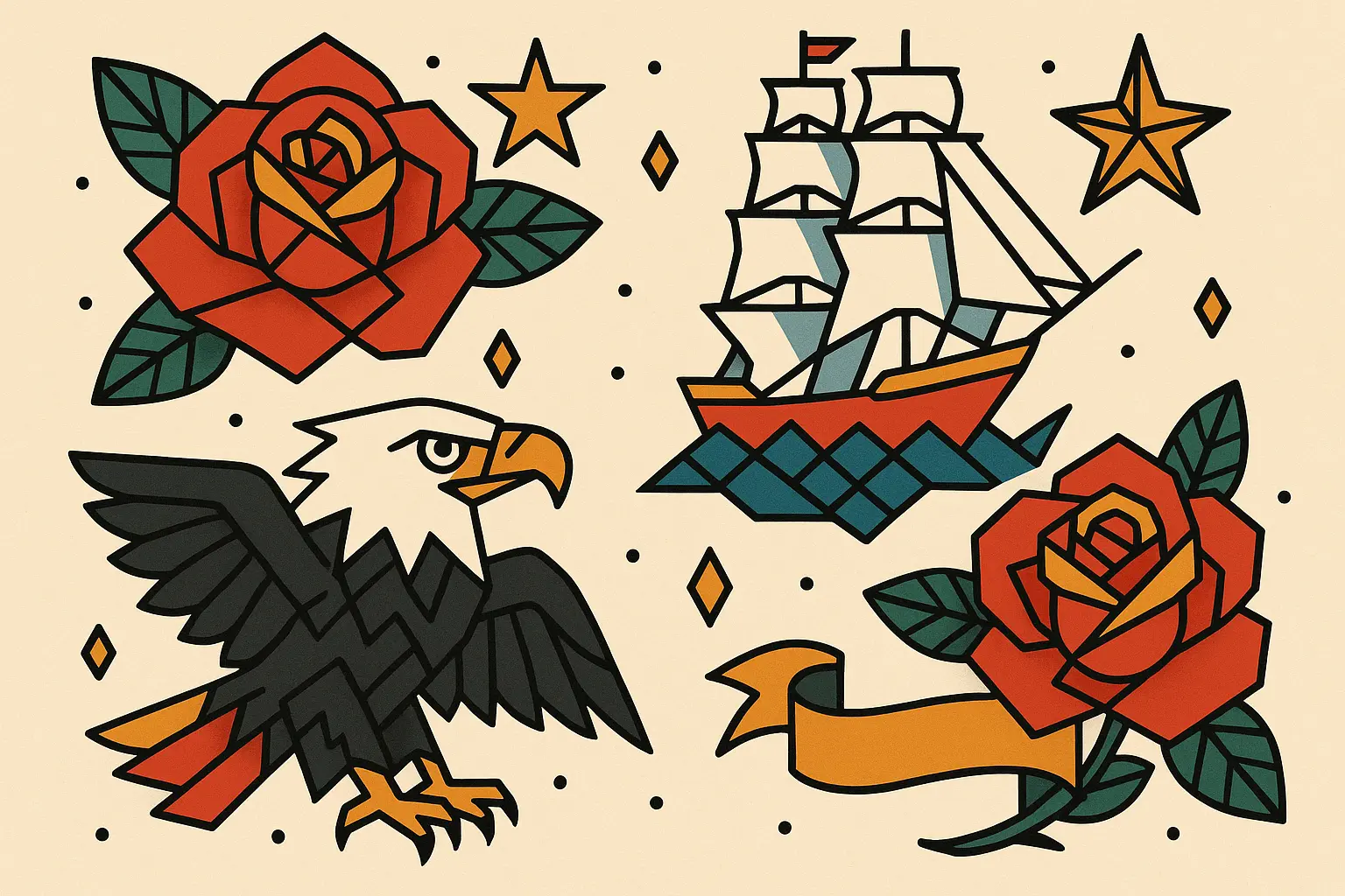 American traditional tattoo designs with modern elements