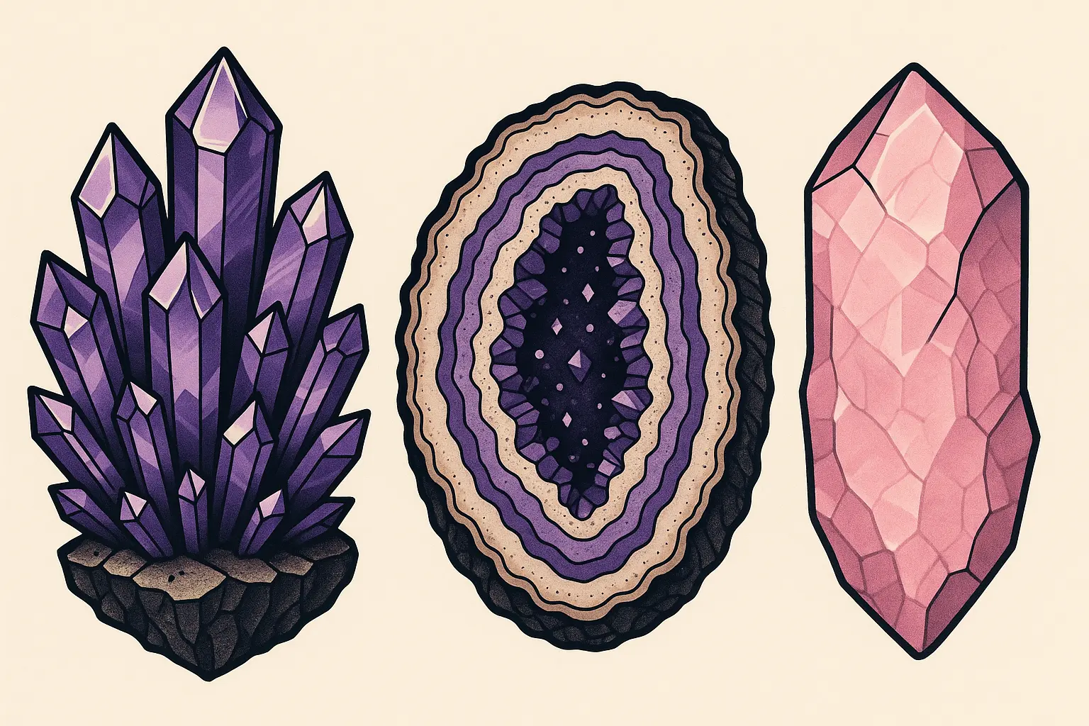 Geometric crystal tattoo patterns