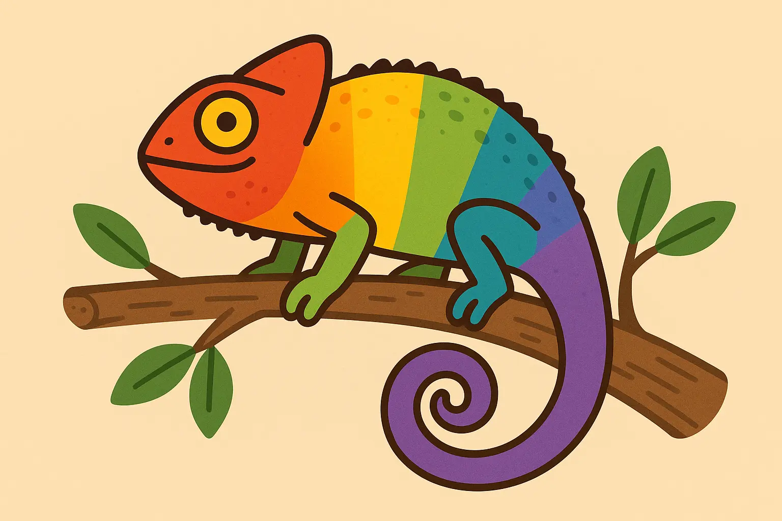 Rainbow colorful chameleon tattoo design