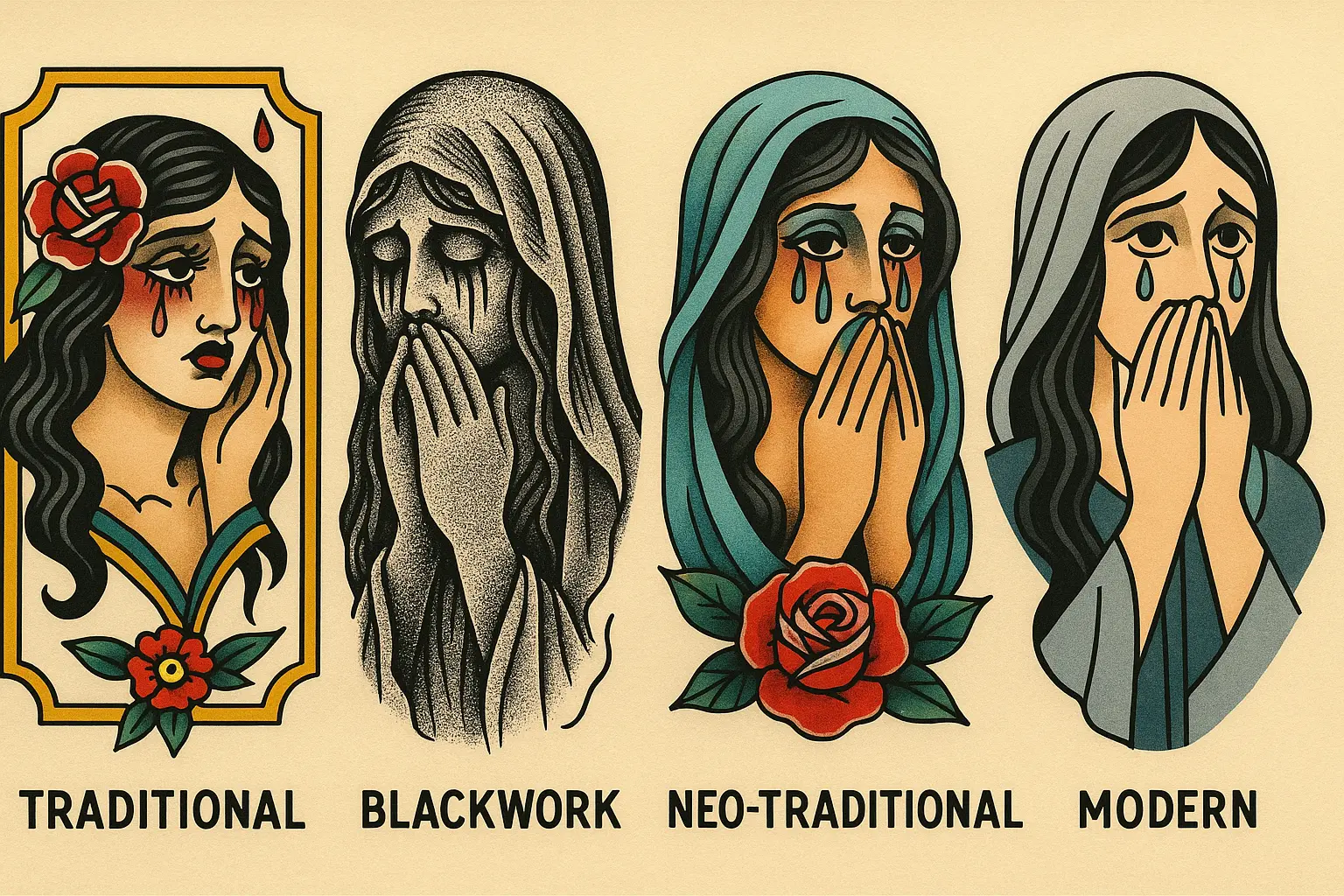 Modern artistic interpretation of La Llorona tattoo design