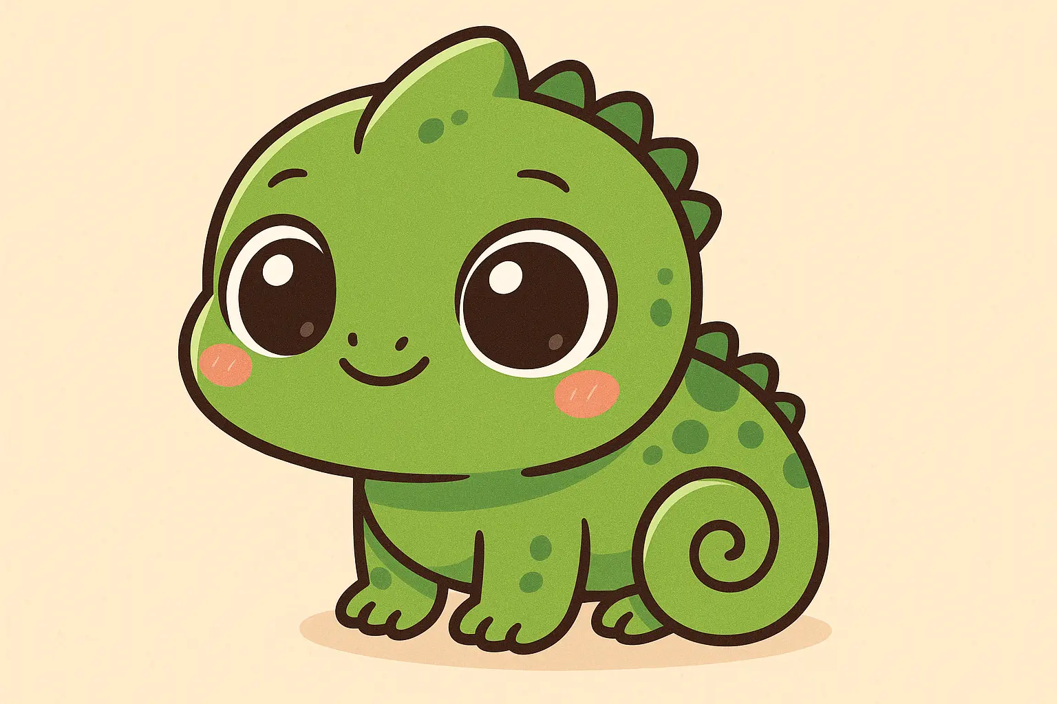 Cute cartoon baby chameleon tattoo