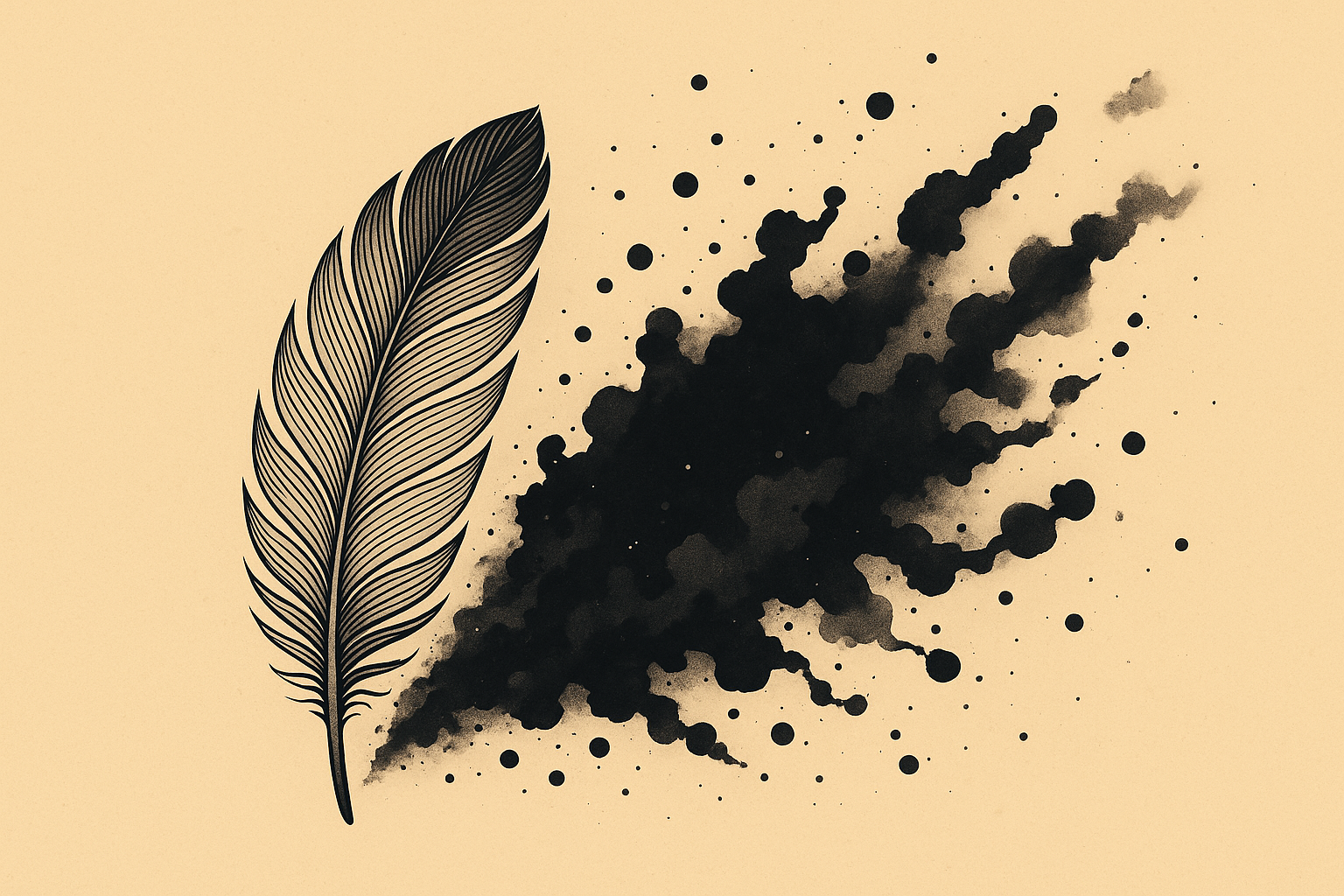 Feather with ink dispersal micro realism tattoo