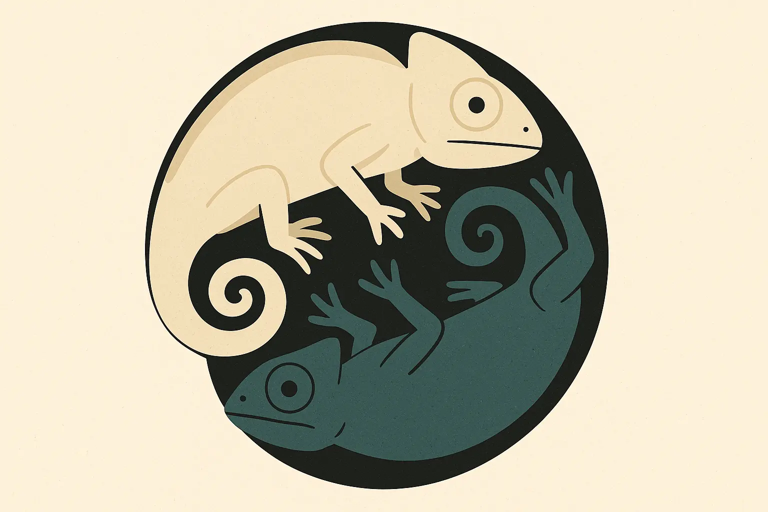 Yin-yang chameleon tattoo spiritual design