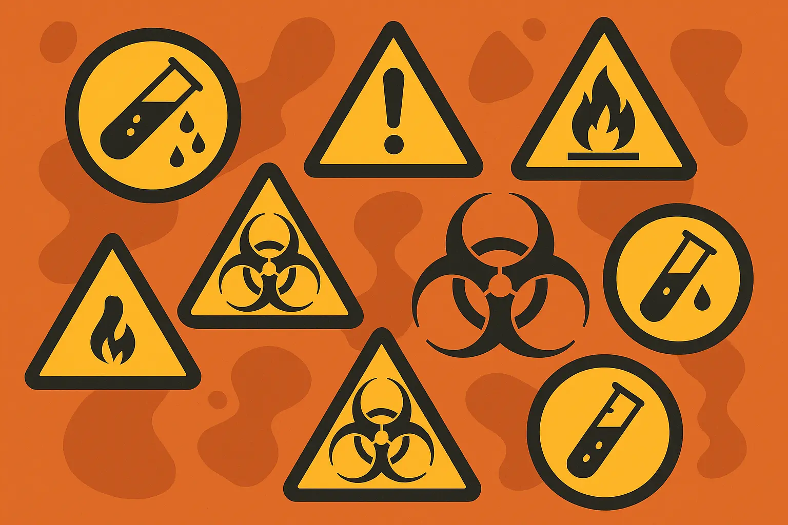 Biohazard symbol with molecular integration tattoo