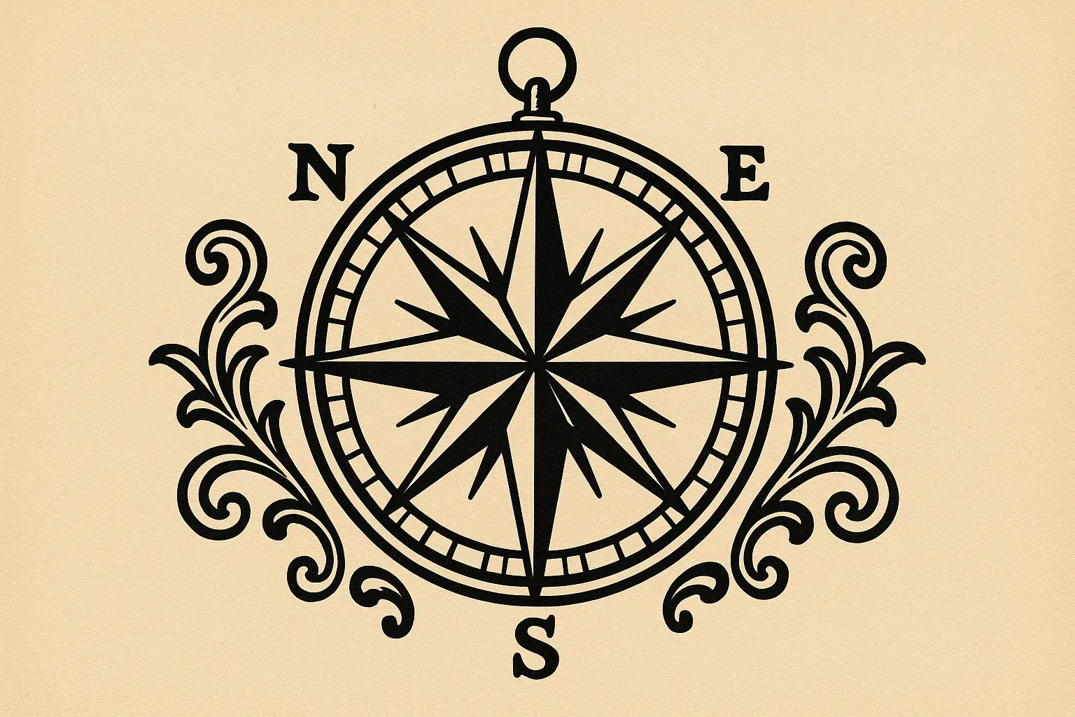 Traditional compass and nautical elements