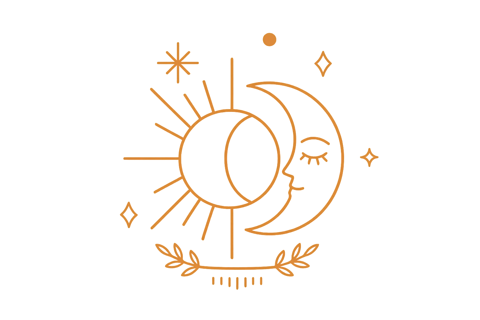 Minimalist bohemian sun and moon design