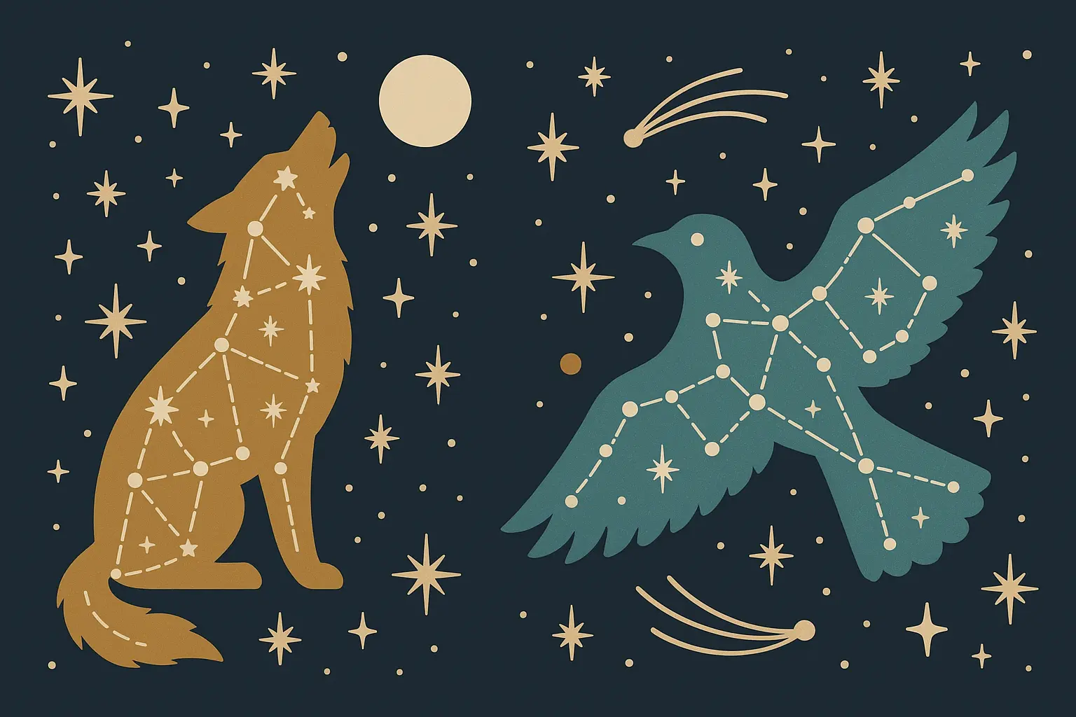 Celestial animal constellation underboob tattoo design