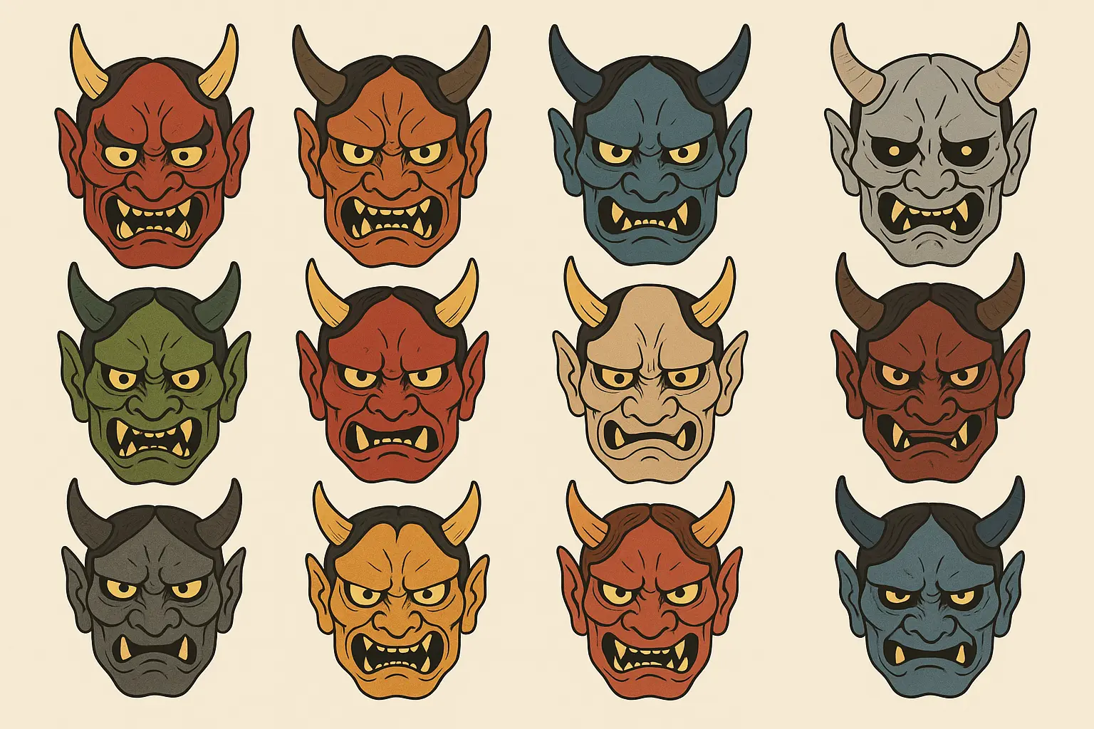 Oni mask tattoo design