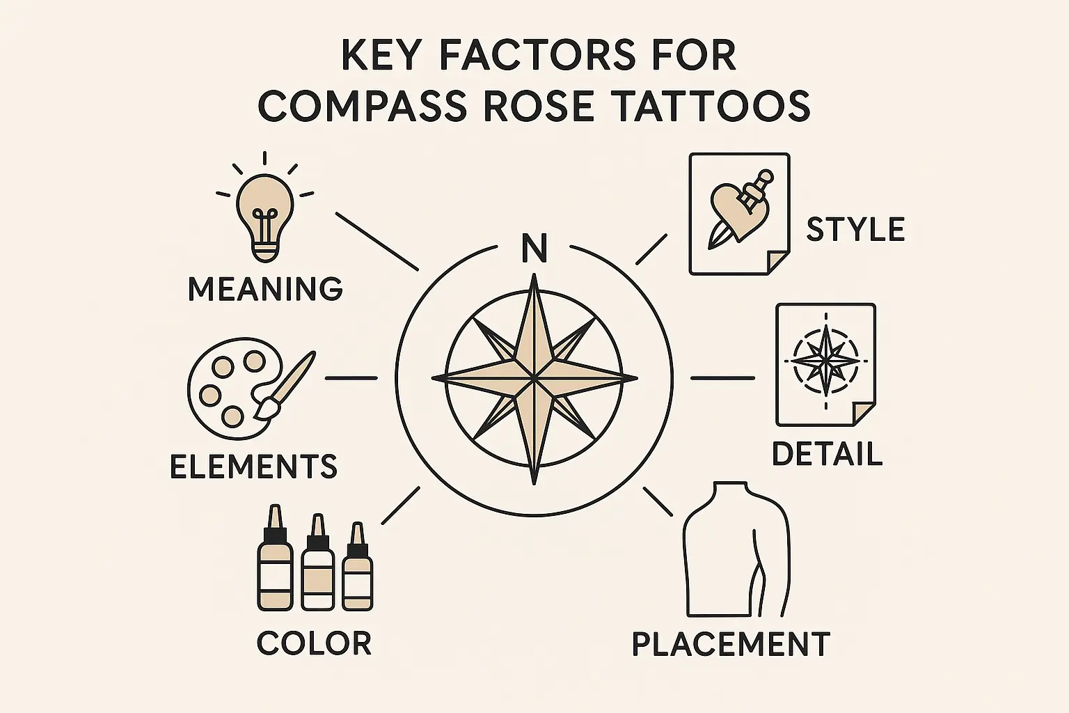 Essential factors for compass rose tattoo planning
