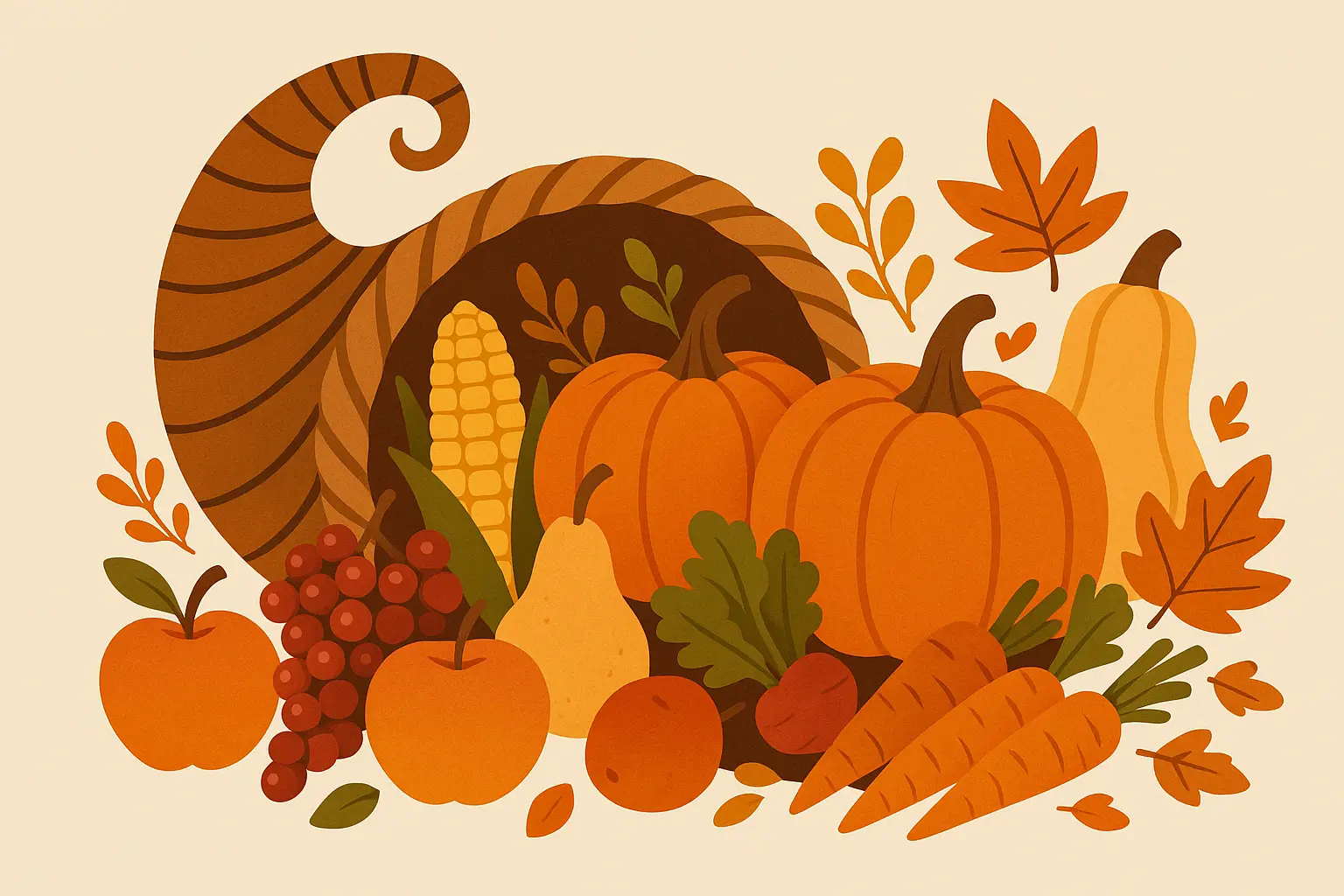 Thanksgiving harvest cornucopia pumpkin tattoo with autumn abundance