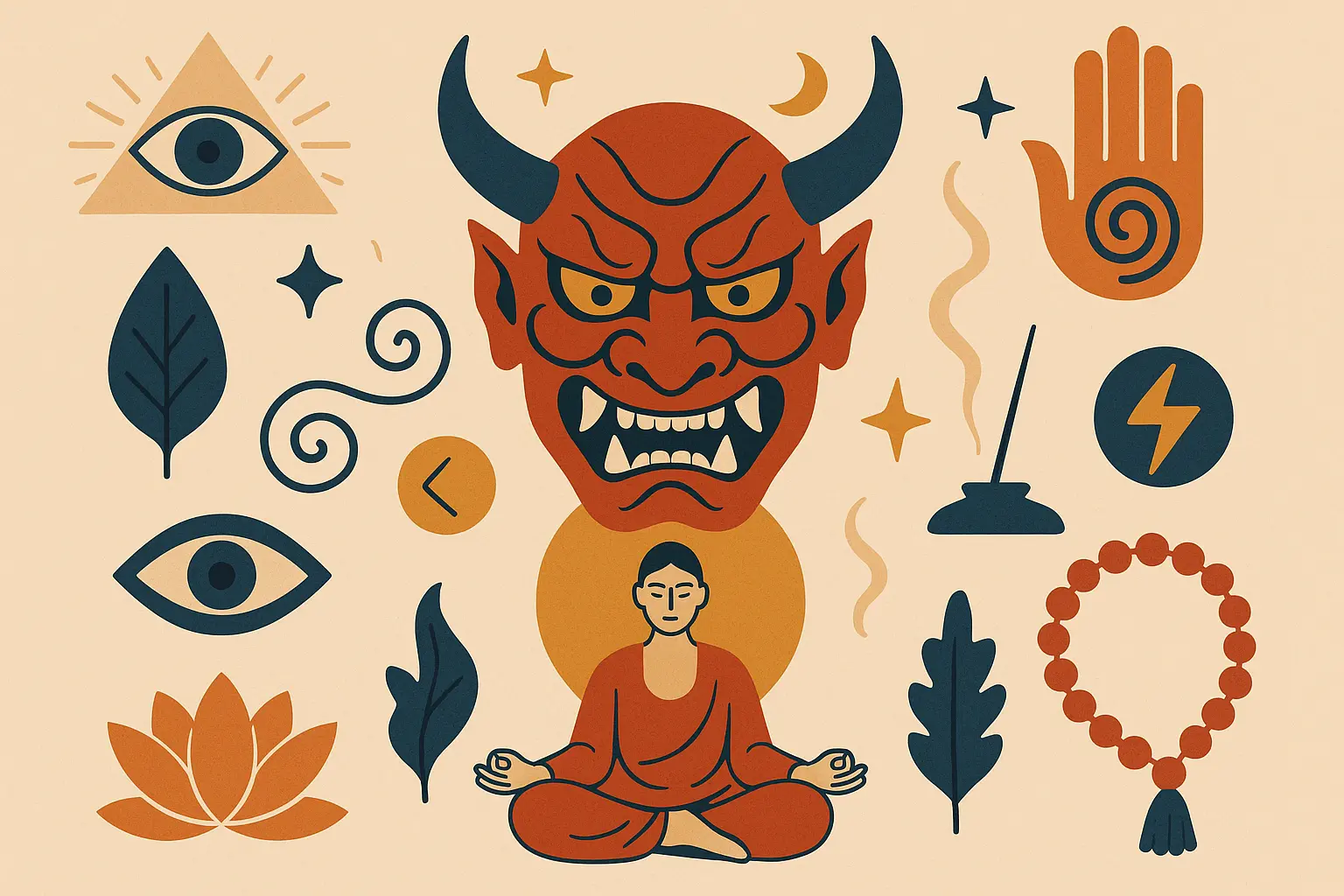 Spiritual oni tattoo design