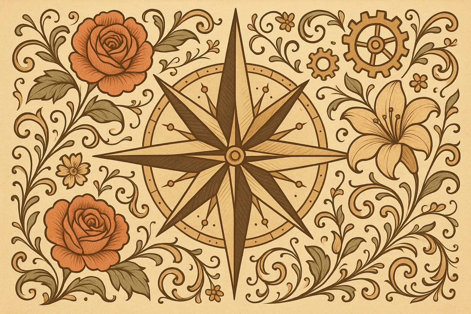 Artistic and decorative compass rose tattoo designs