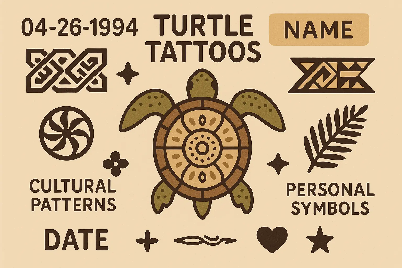 Customized turtle tattoo with personal elements and cultural respect