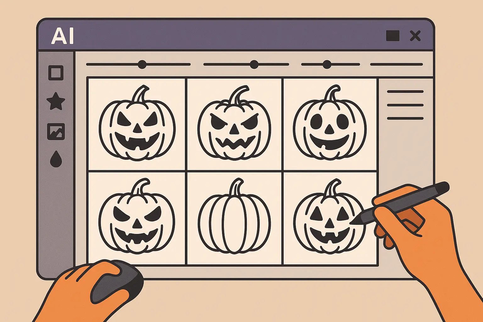 AI-powered tattoo design platform interface showing pumpkin tattoo options