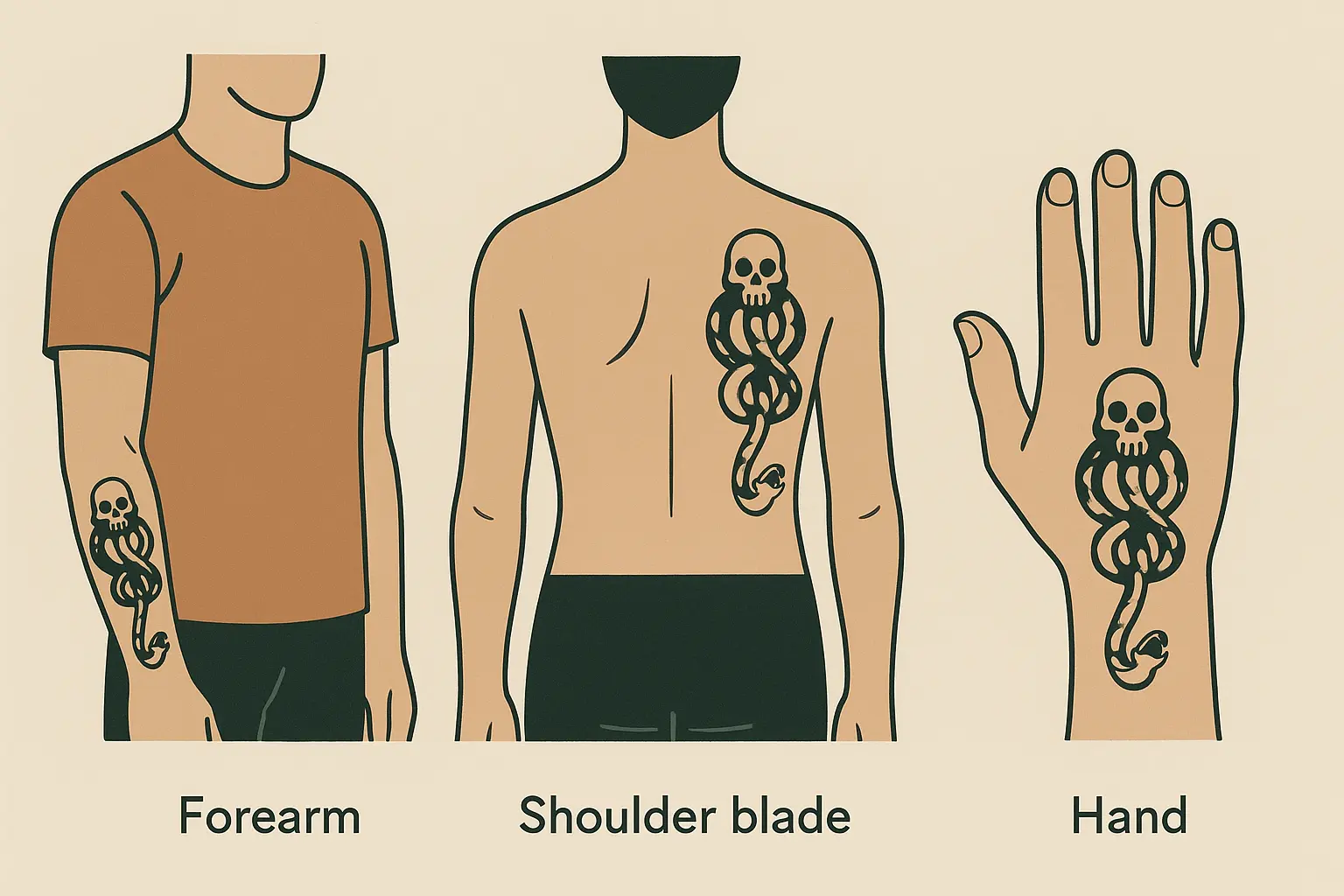 Placement-specific dark mark tattoo designs