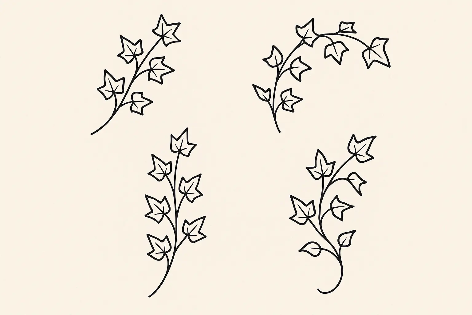 Minimalist ivy tattoo designs with clean lines