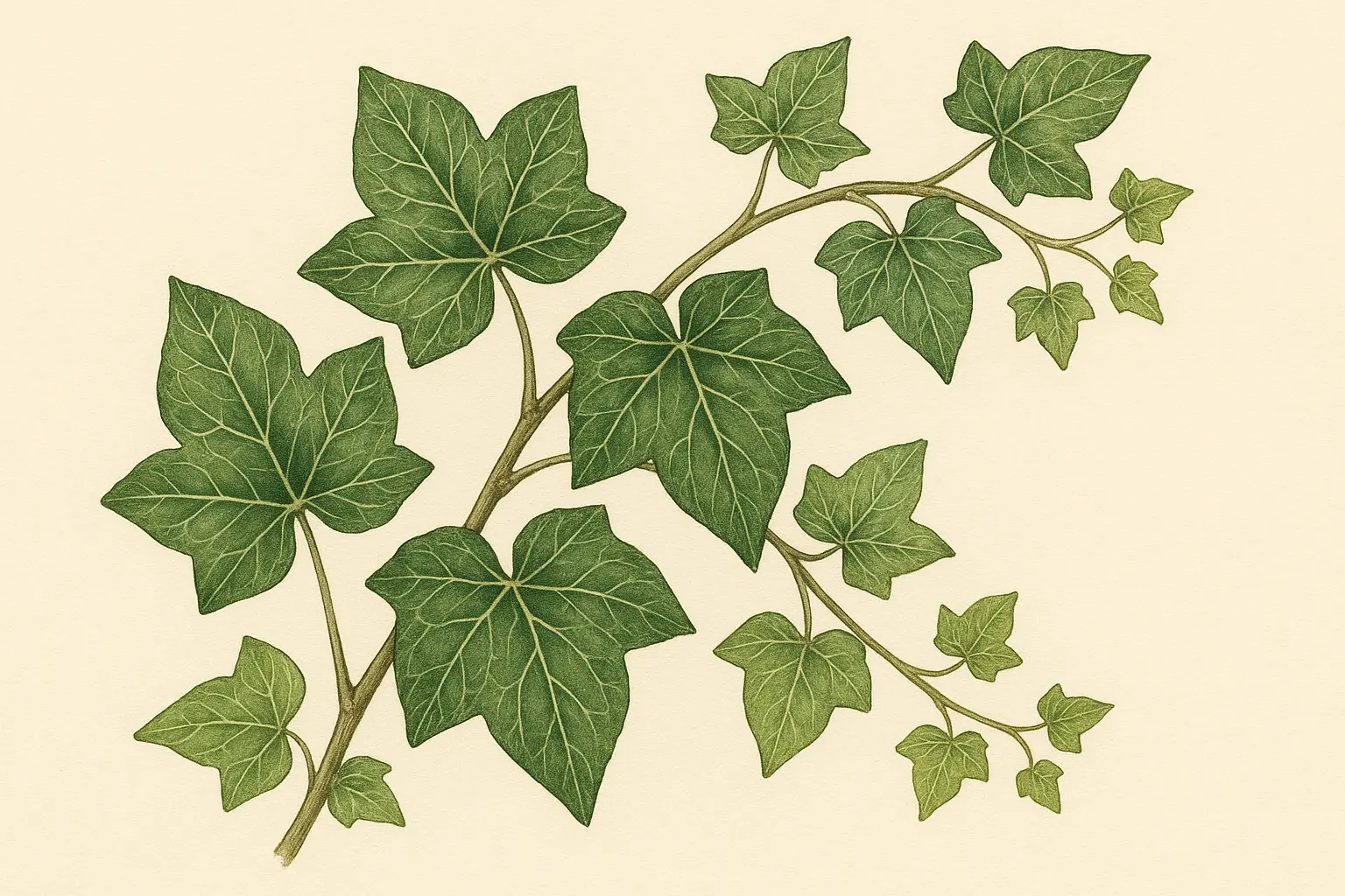 Realistic botanical ivy tattoo with detailed textures