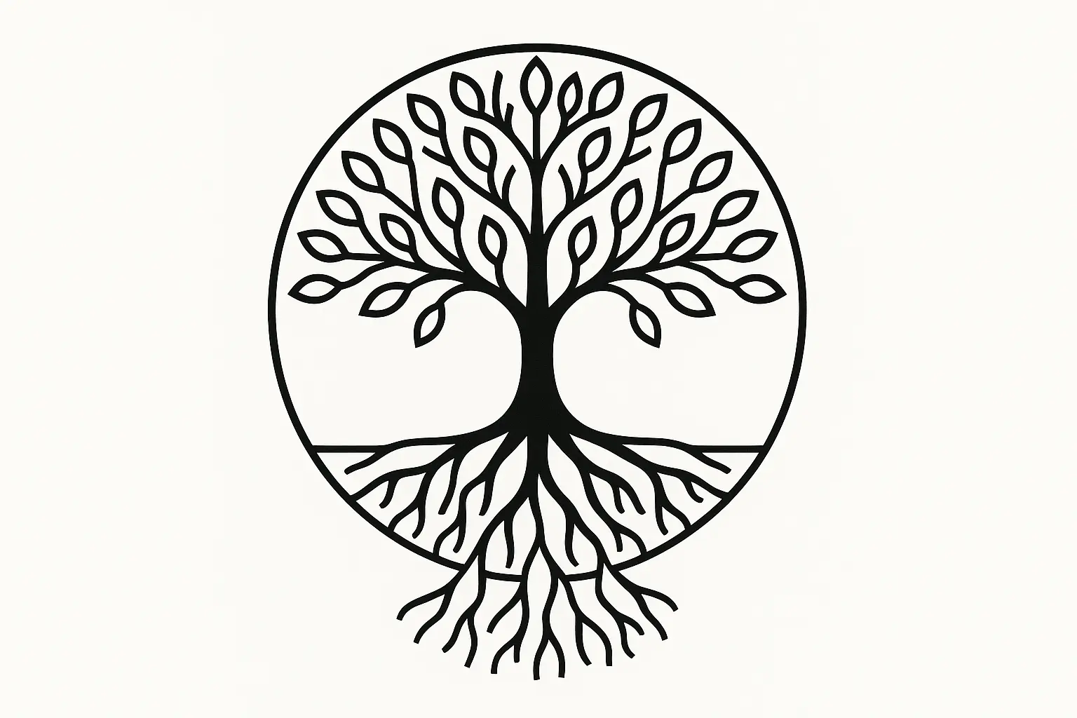 Tree of Life tattoo design with intricate root system and branching canopy