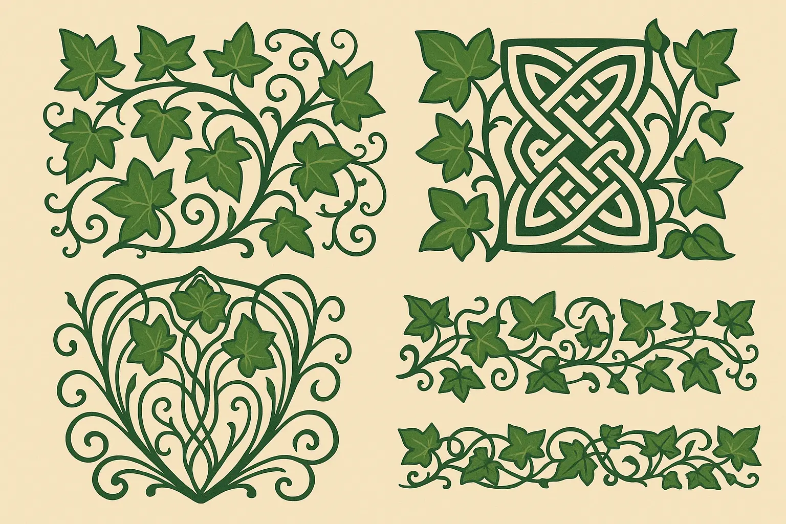 Ornamental ivy tattoo with decorative elements