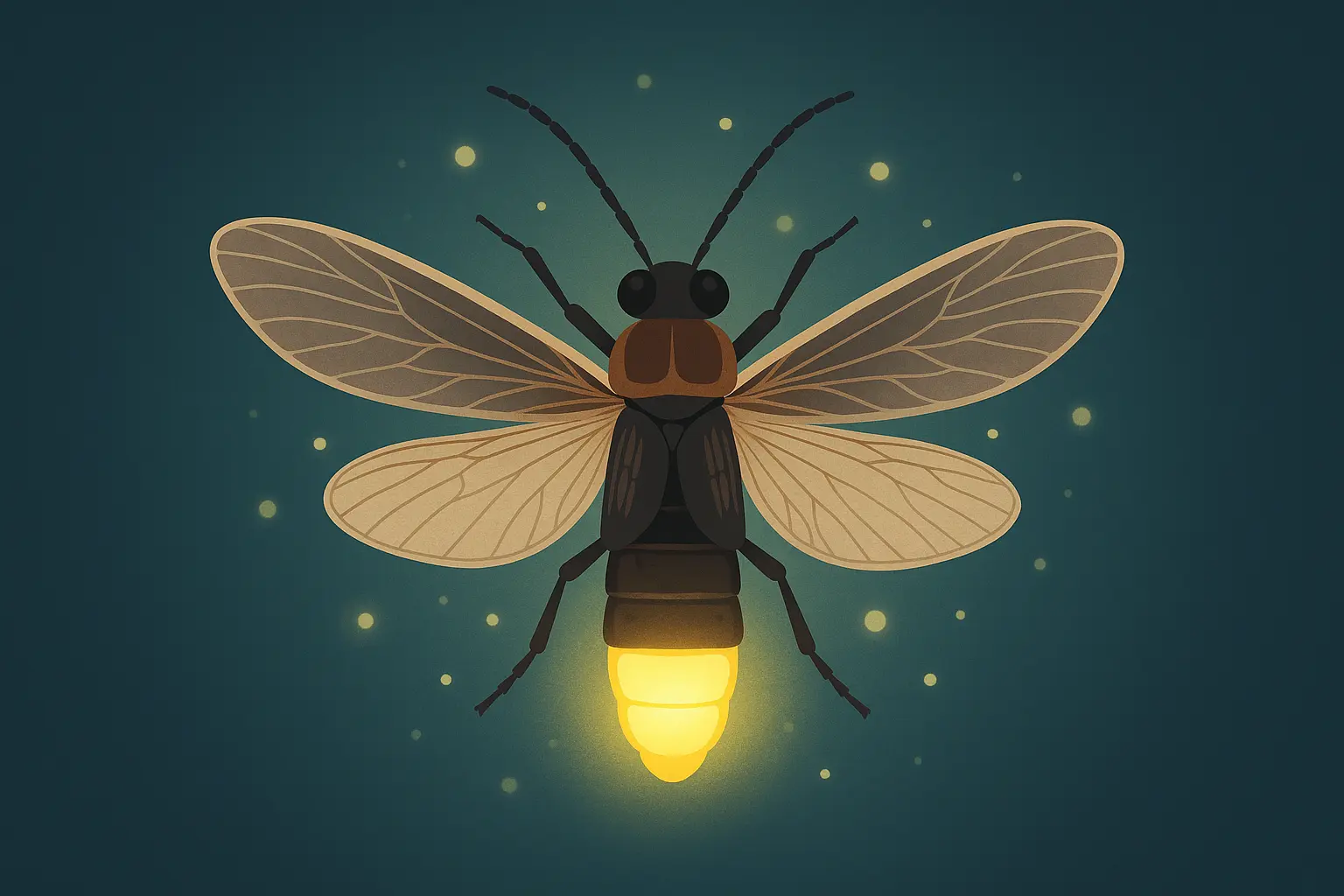 Realistic firefly tattoo with glowing effects