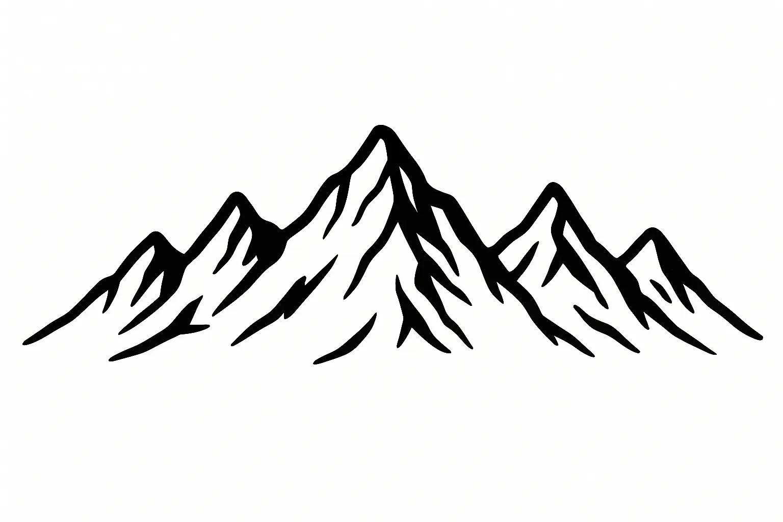 Mountain range silhouette tattoo design showing clean peaks in horizontal composition