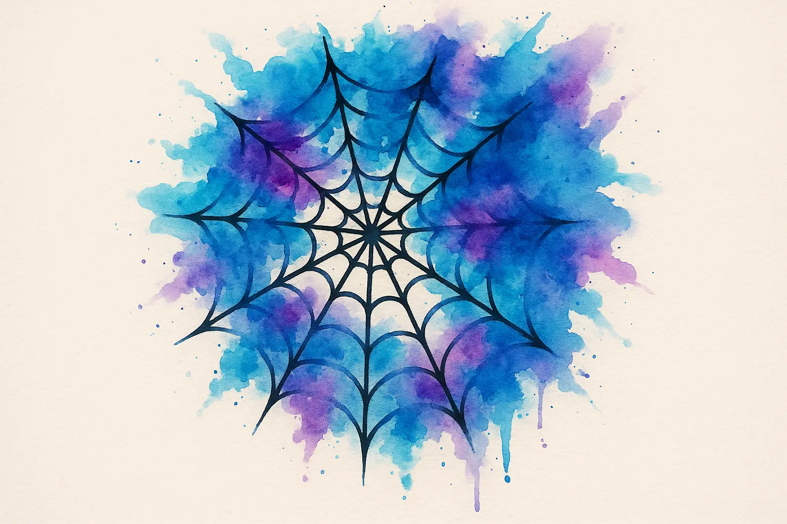 Watercolor spider web tattoo design