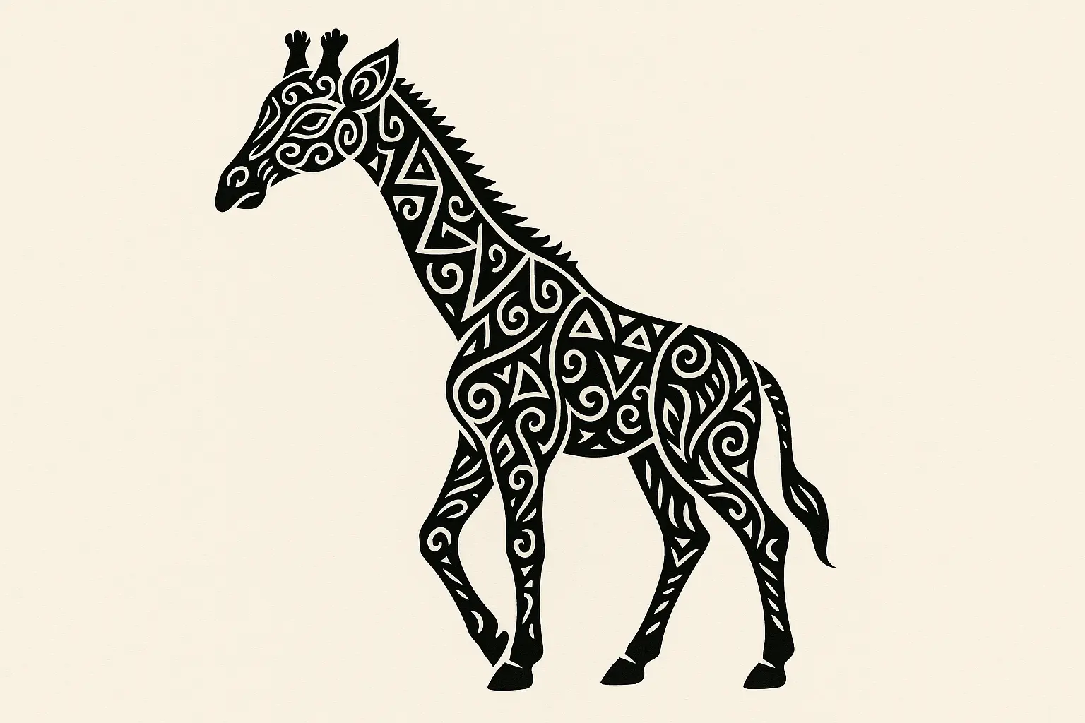 Tribal pattern giraffe tattoo design