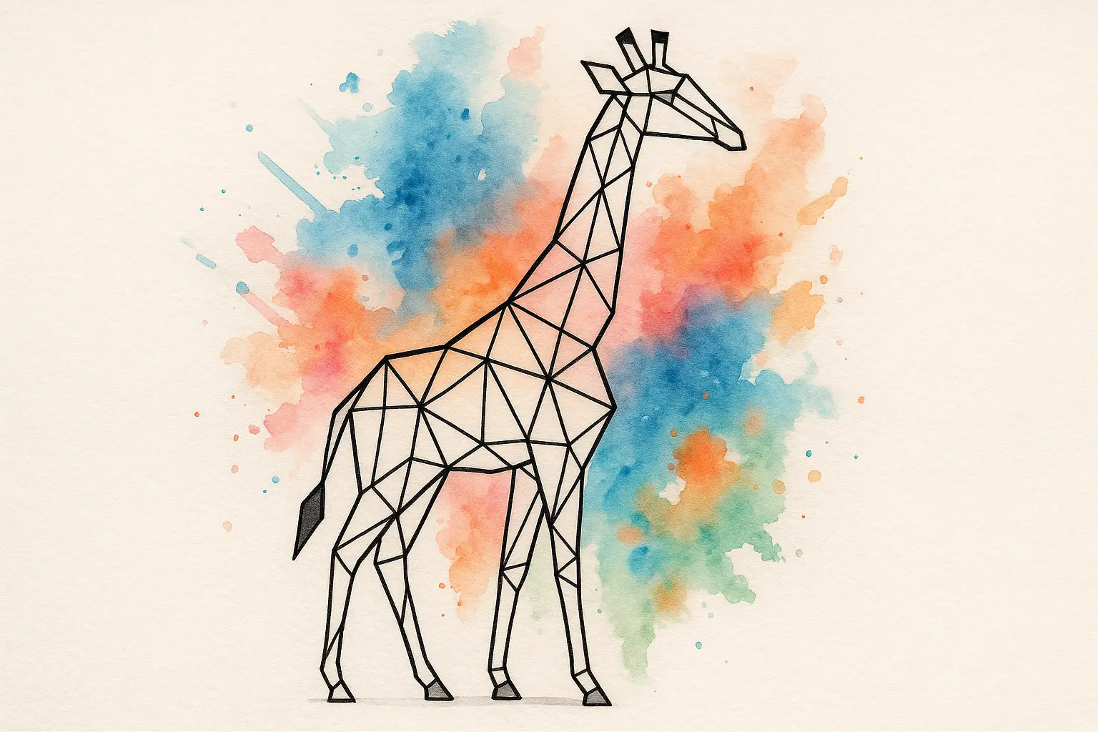 Watercolor geometric giraffe tattoo design