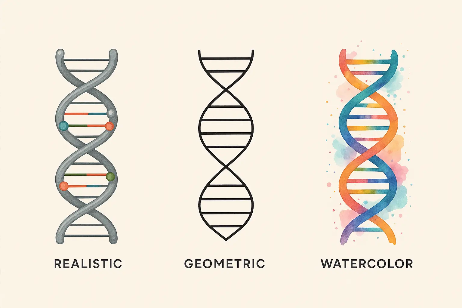 Artistic DNA tattoo styles comparison