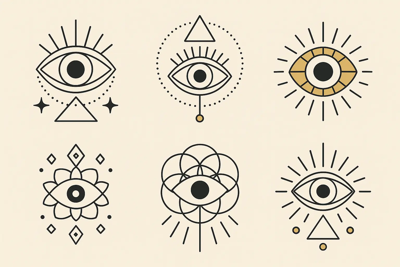 Modern geometric evil eye tattoo designs