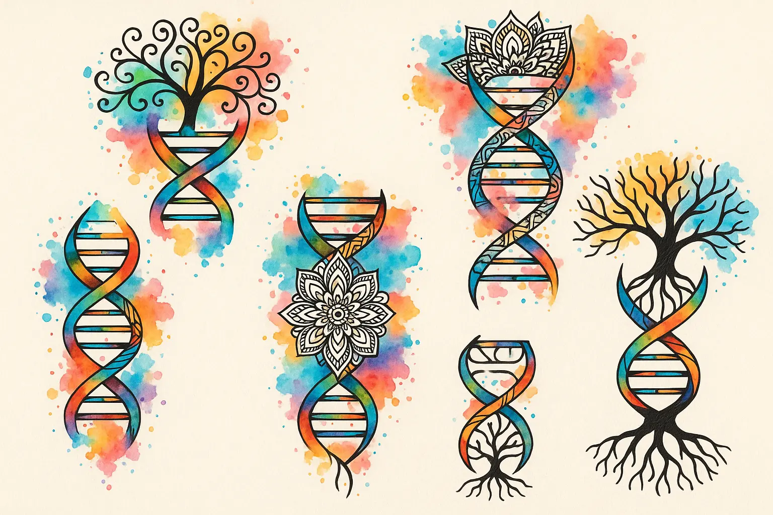 Mandala DNA fusion tattoo design