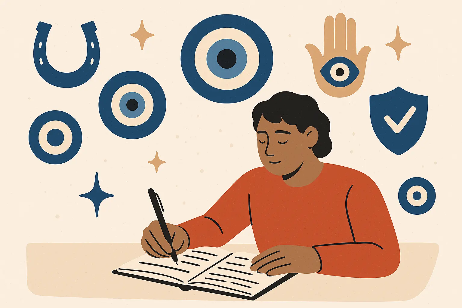 Person planning evil eye tattoo design