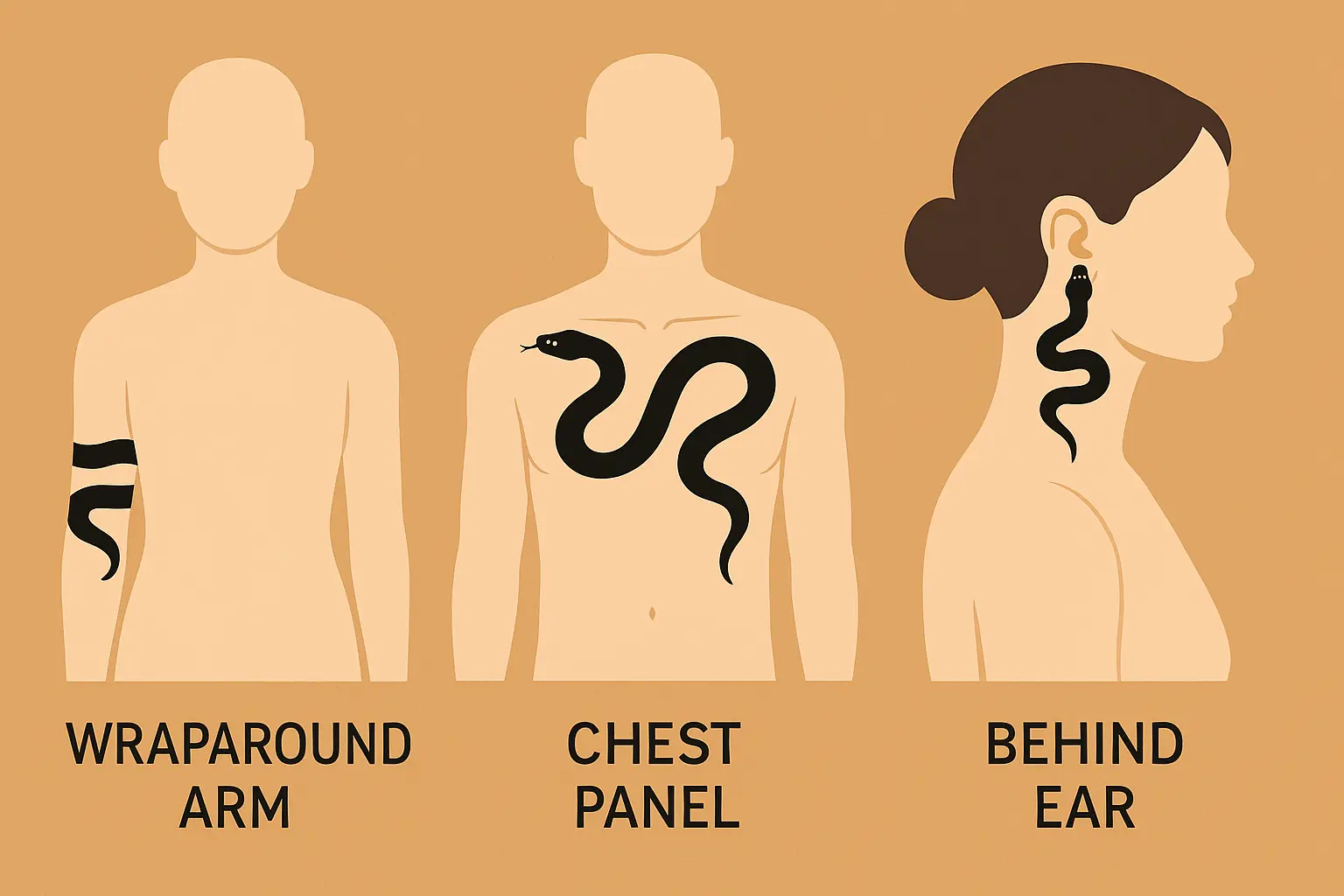 Placement-specific snake tattoo designs
