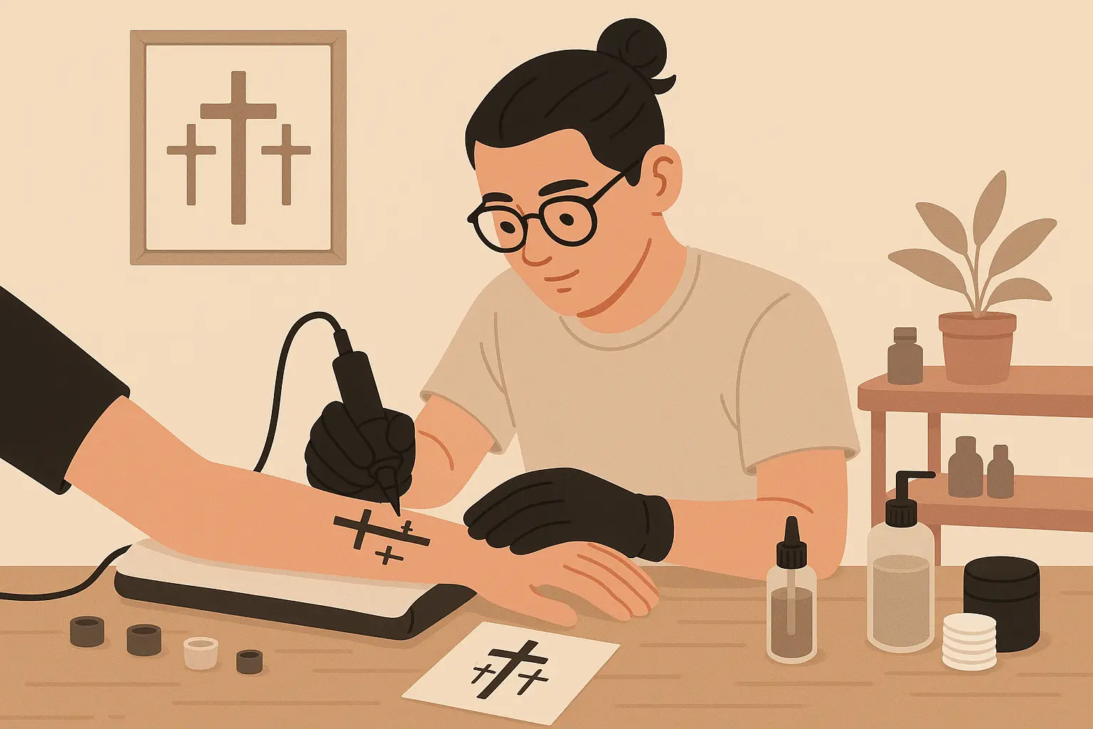 Design analysis showing successful three cross tattoo elements and proportions