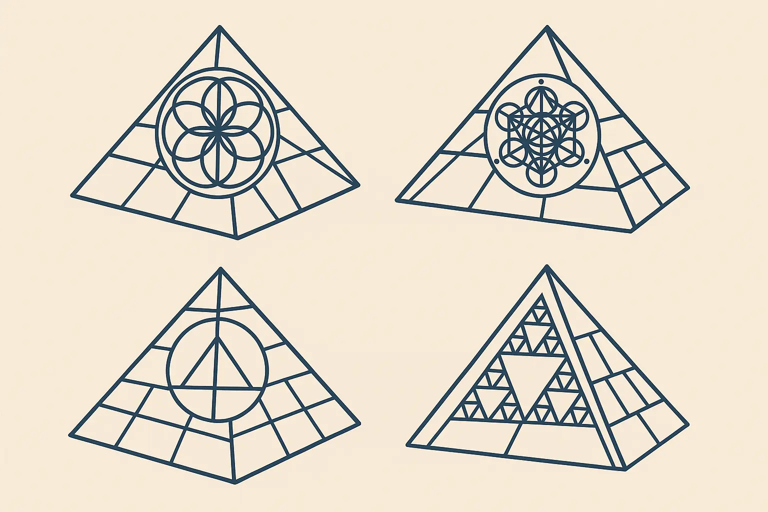 Geometric pyramid tattoo designs with sacred geometry
