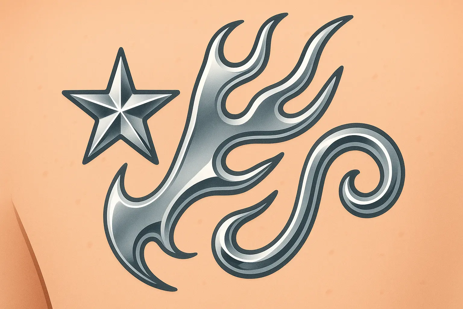 Chrome tattoo with metallic shading effects