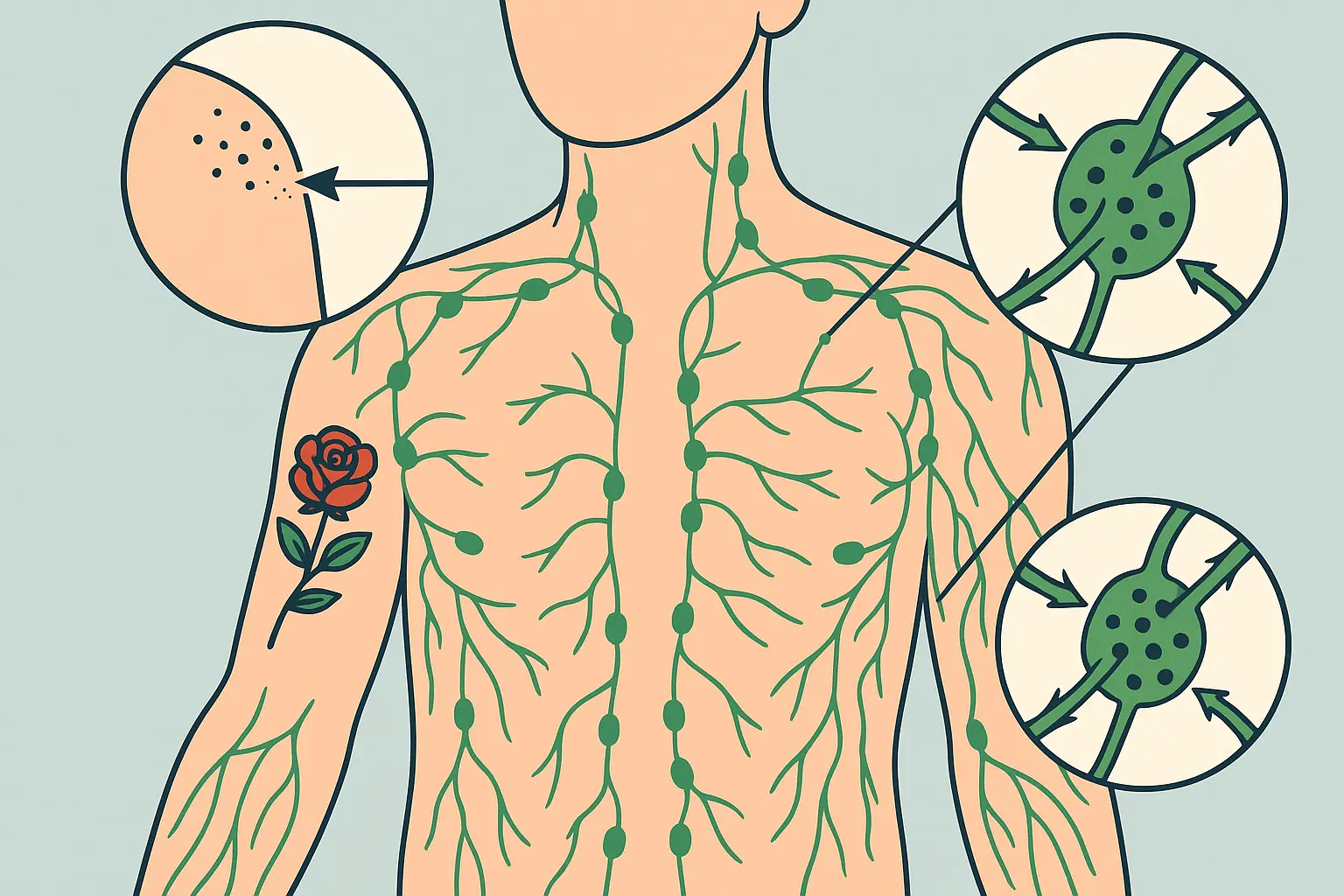 Lymphatic system processing tattoo ink particles
