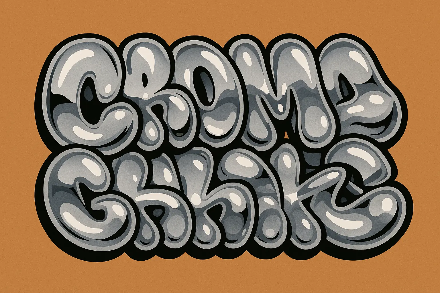 Chrome graffiti lettering tattoo design
