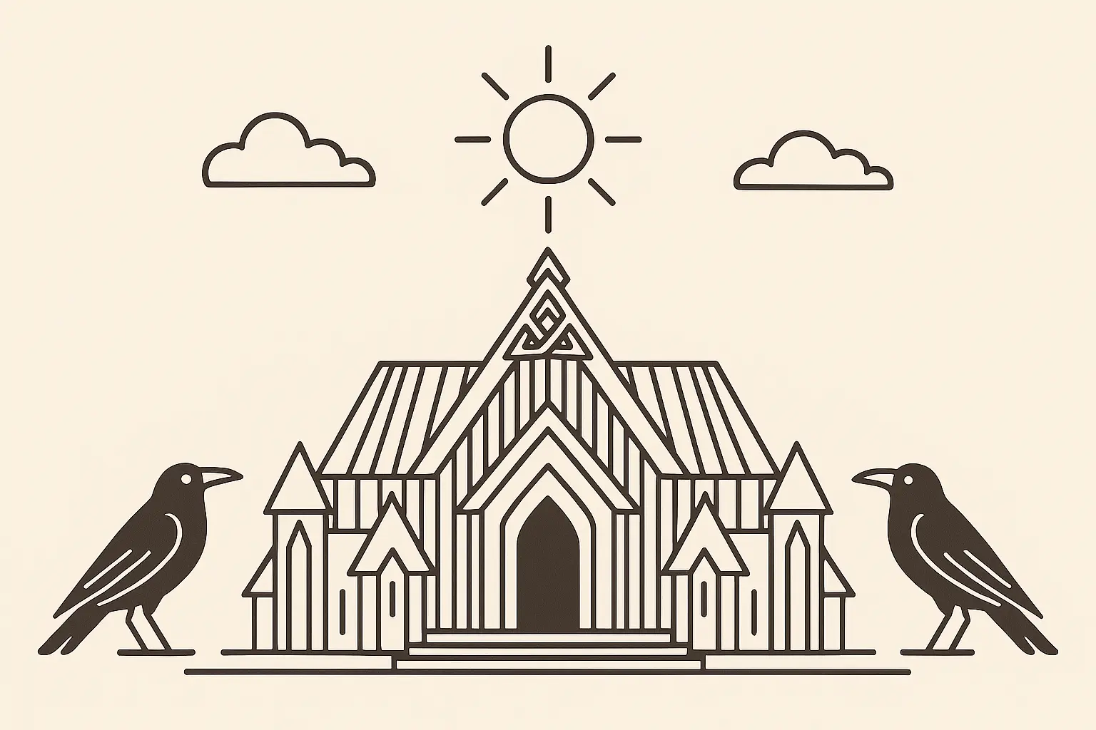 Minimalist Valhalla linework tattoo design