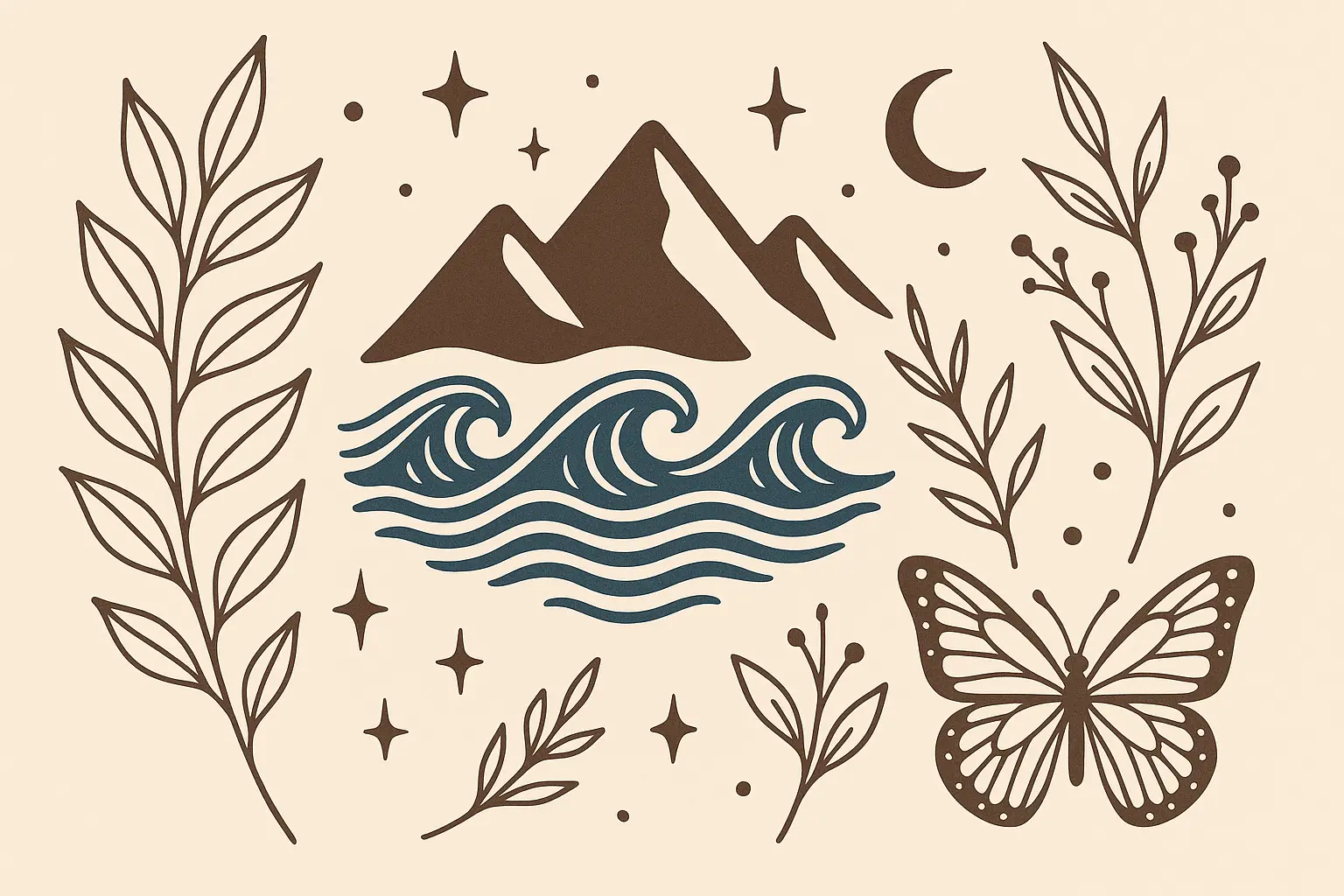 Nature organic tattoo designs botanical elements