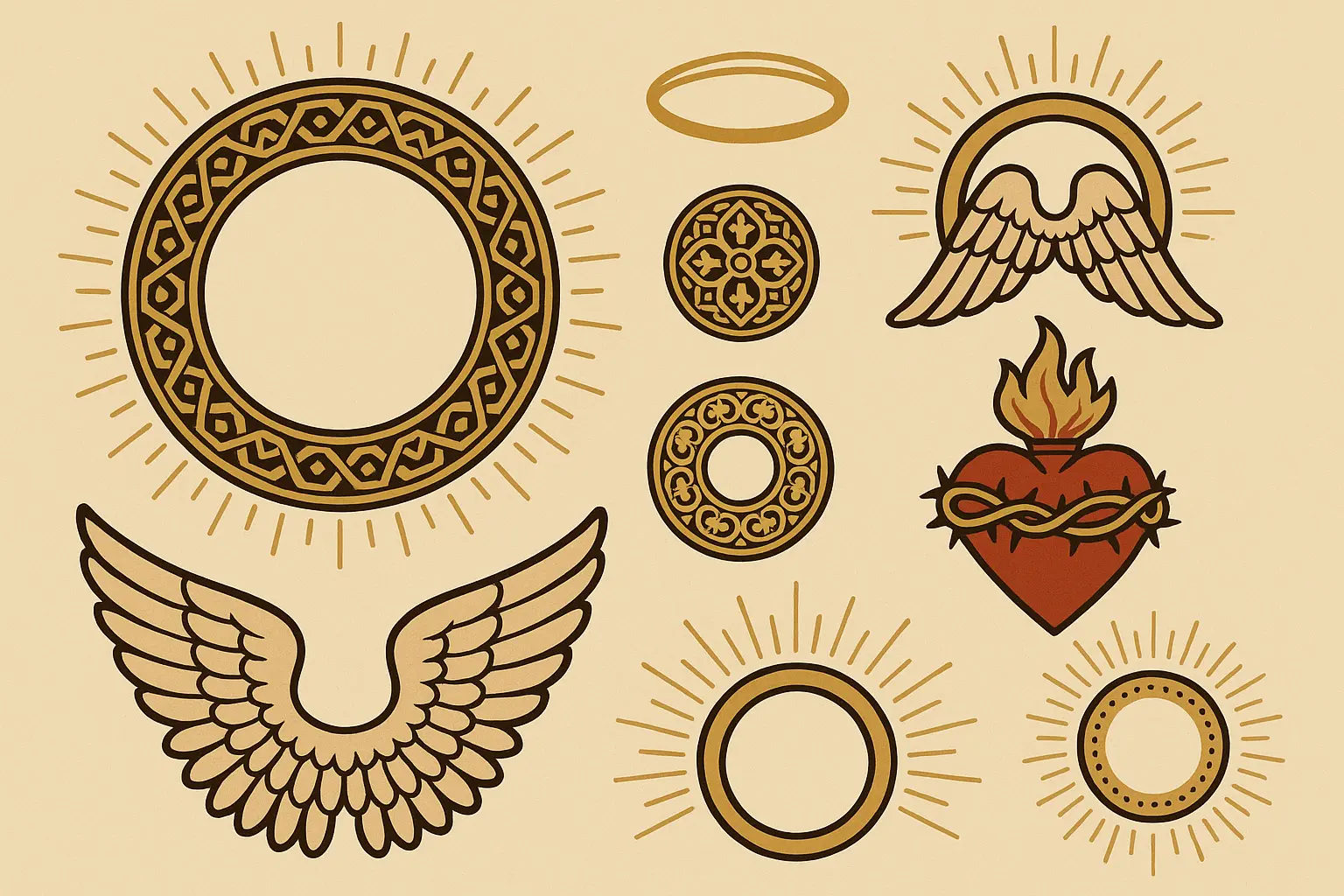 Traditional religious halo tattoo designs