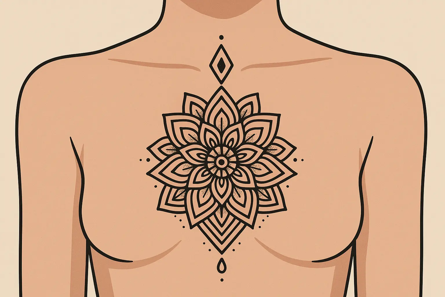 Bold upper chest and sternum tattoo designs