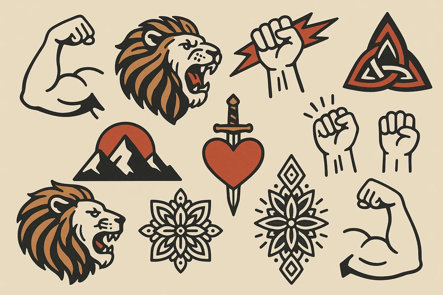 Strength tattoo designs collection