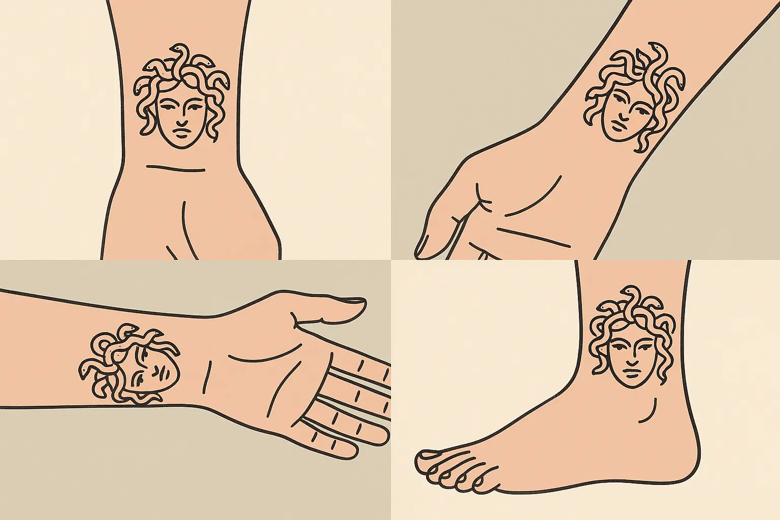 Simple Medusa tattoo design examples