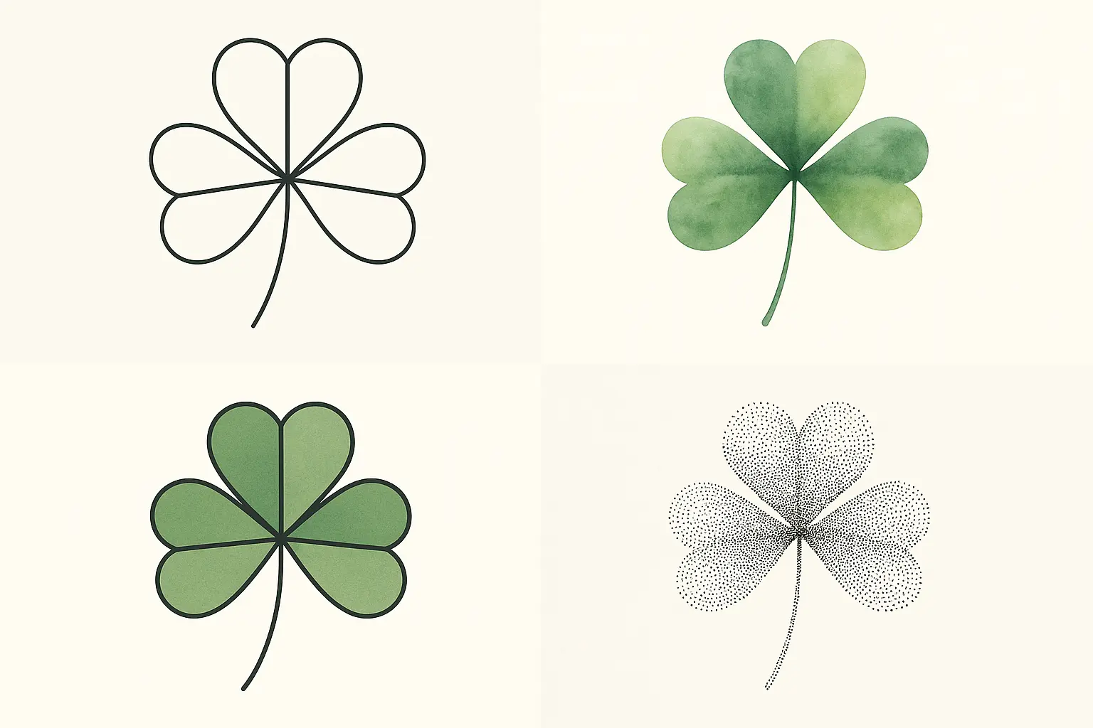 Simple minimalist line art shamrock tattoo design