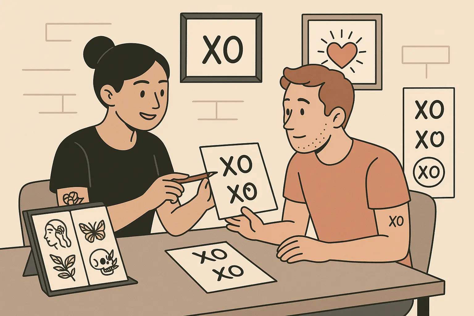 XO tattoo placement and sizing considerations