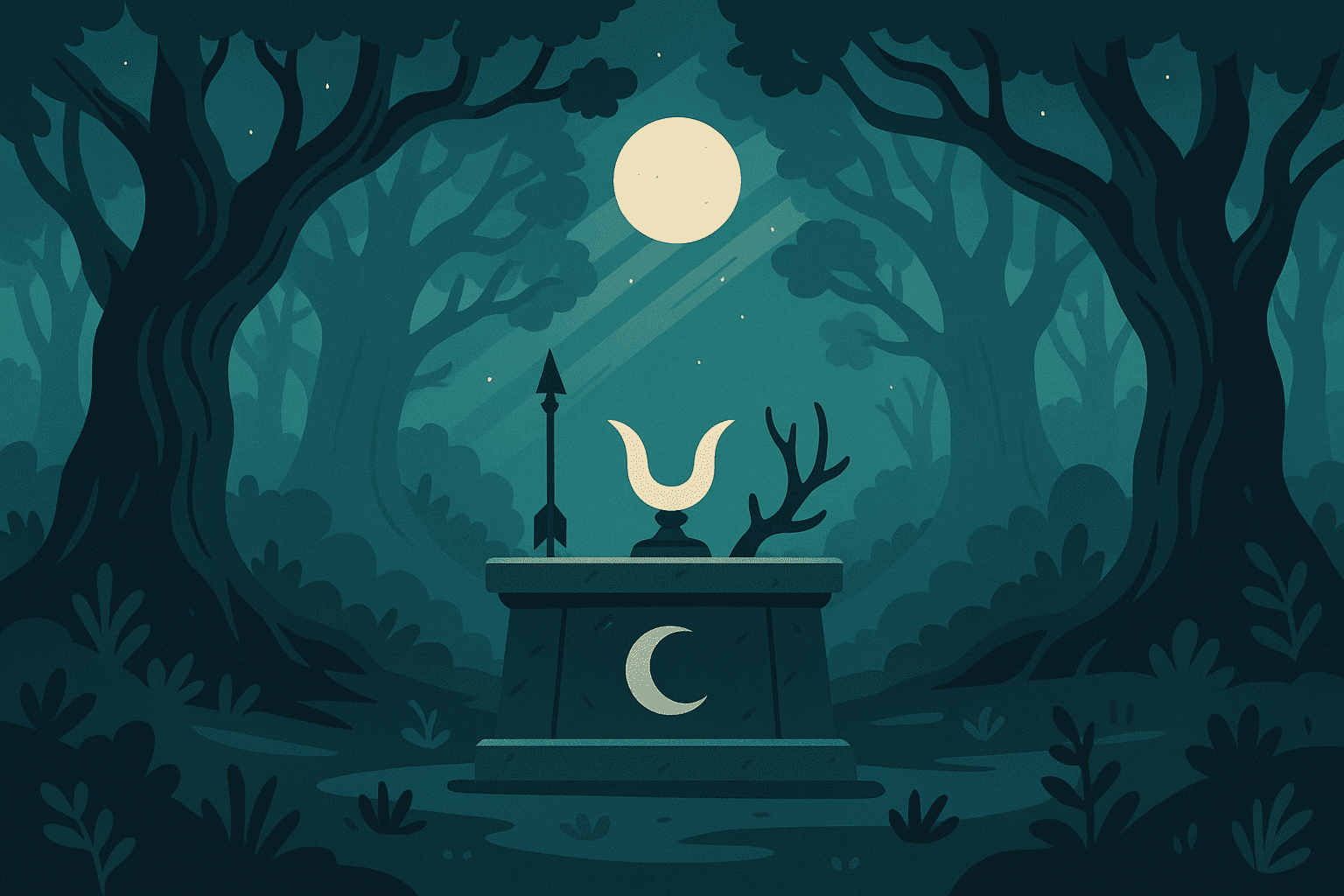 Owl and moon night scene tattoo design