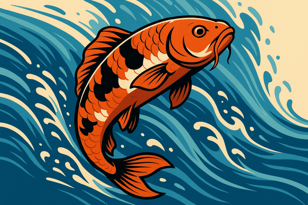 Japanese koi fish tattoo sleeve with water elements and lotus flowers