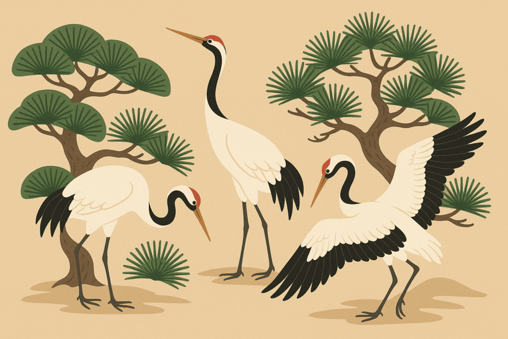 Japanese crane and pine tree tattoo design