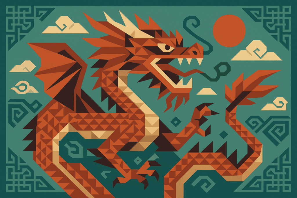 Modern fusion Japanese tattoo sleeve with geometric elements